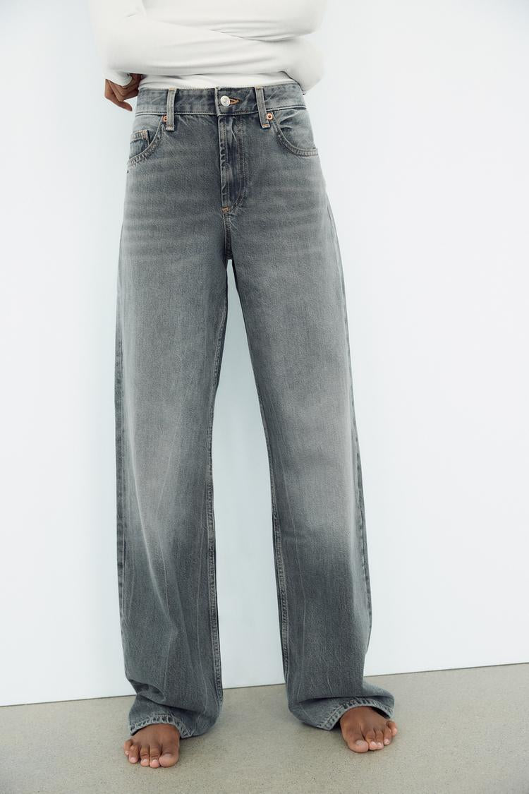 Jean trf wide leg taille normale - Gris