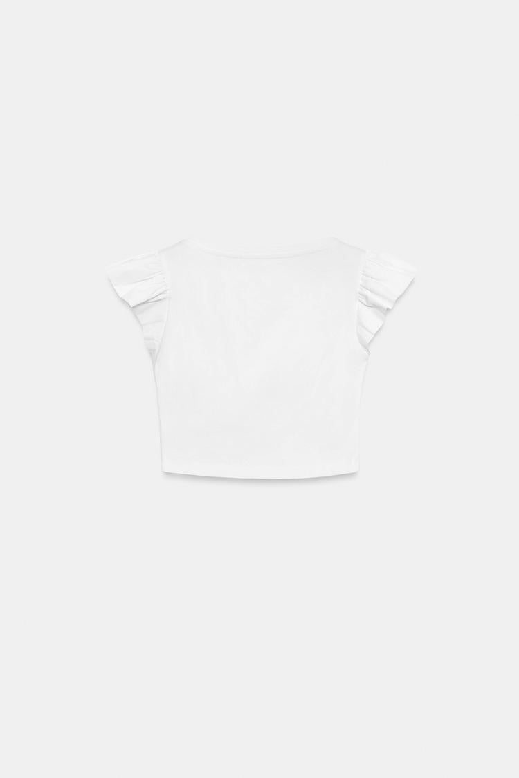 T-SHIRT MANCHES COURTES À VOLANTS