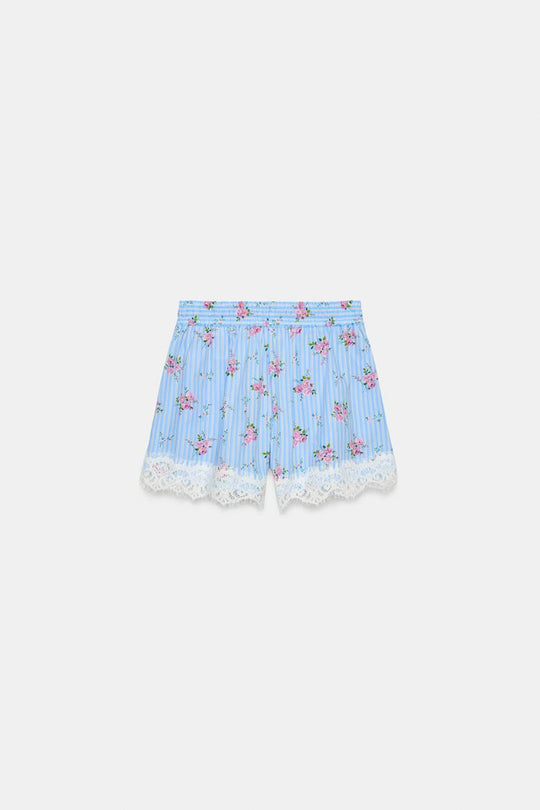 SHORT À RAYURES ET DENTELLE