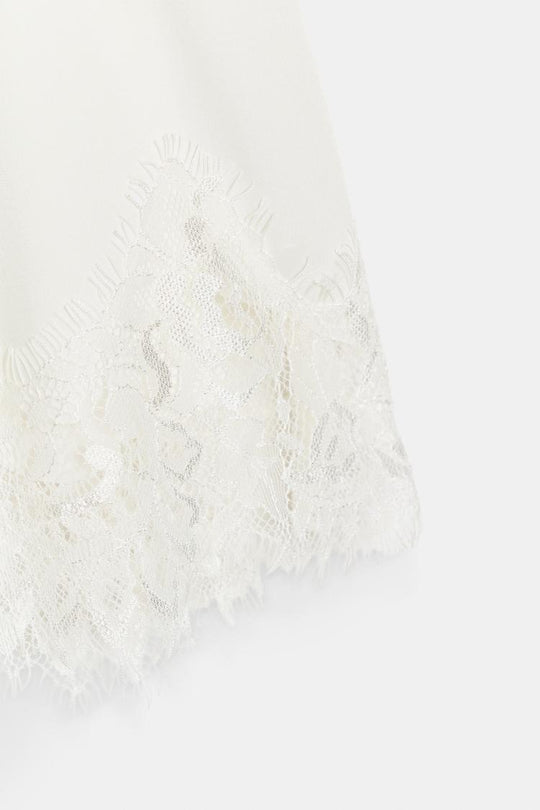 T-SHIRT EN MATIÈRES VARIÉES ET DENTELLE COL TUNISIEN