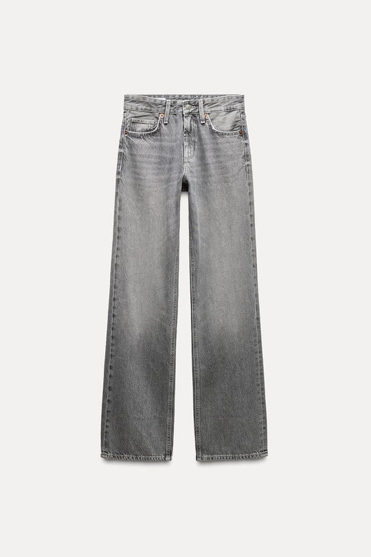 Jean trf wide leg taille normale - Bleu soutenu