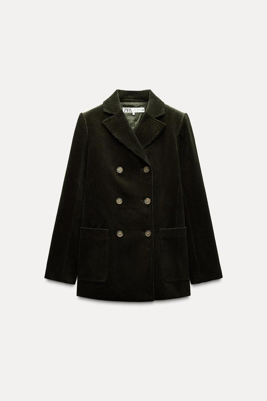 Veste en velours côtelé à boutonnage croisé zw collection
