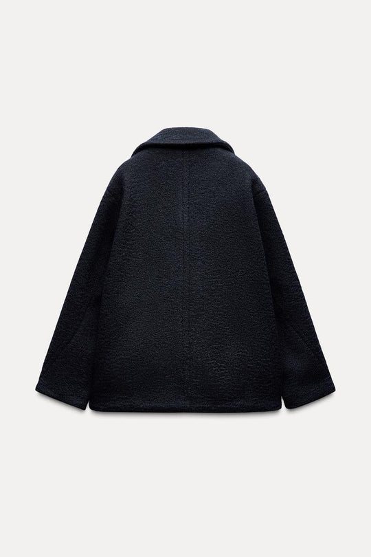 Manteau mis long bouclé - Noir