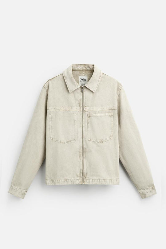 Cropped denim overshirt