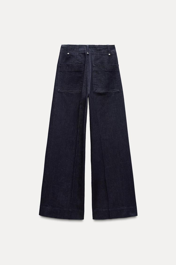 Jean coupe droite large et taille haute - Noir