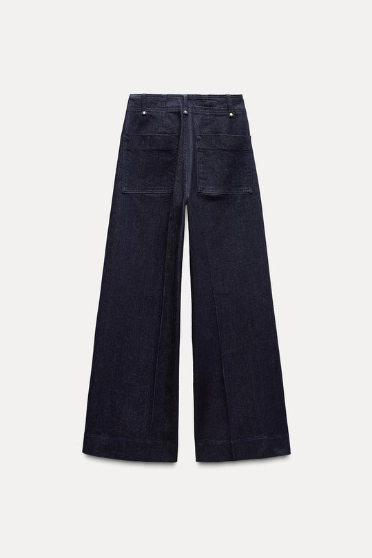 Jean coupe droite large et taille haute - Bordeaux
