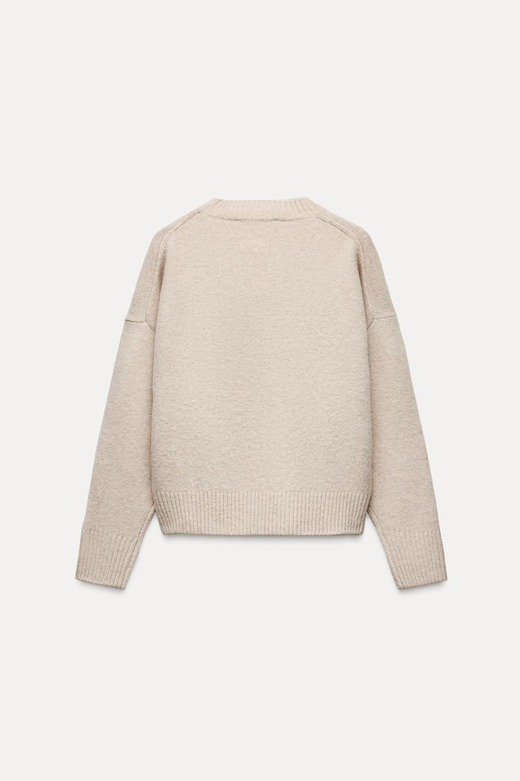 Pull doux en maille unie - écru