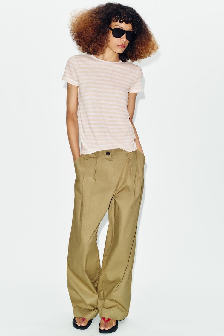 T-SHIRT MANCHES COURTES AVEC LIN