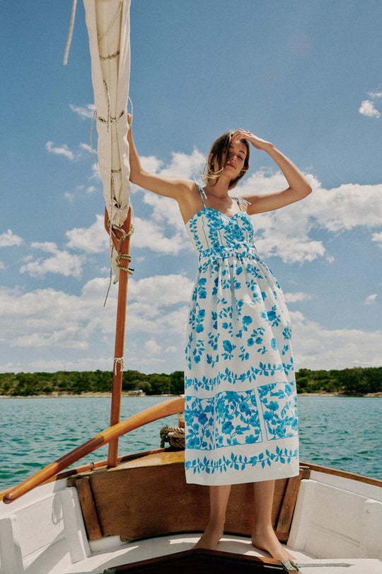 ROBE MI-LONGUE IMPRIMÉE EN POPELINE