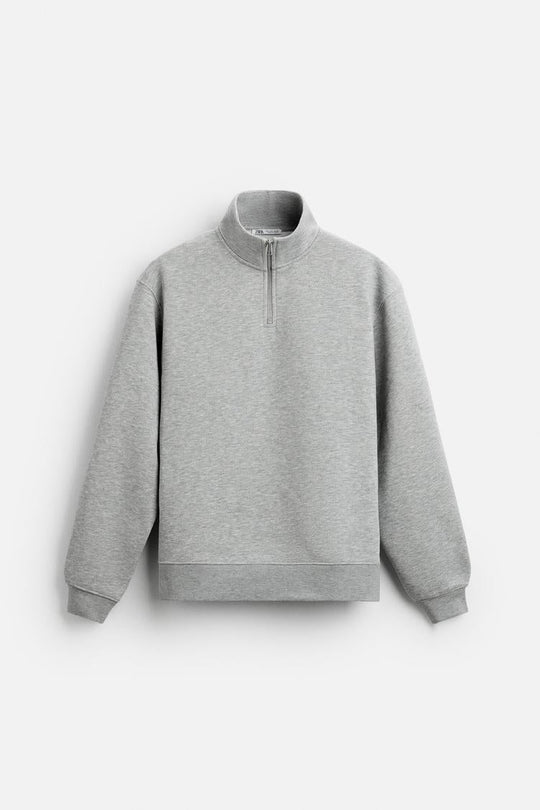 Sweat a zip sur le col - Gris bleu